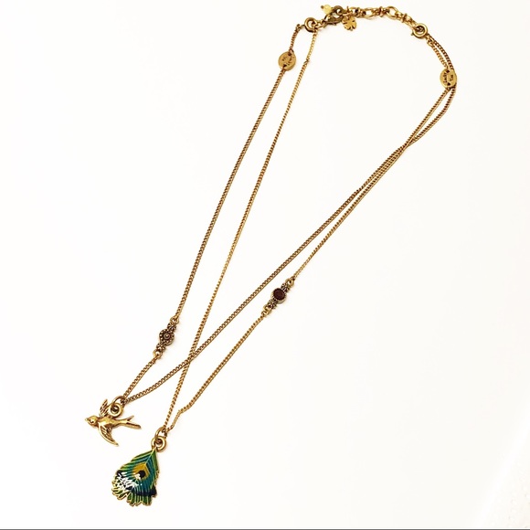 Lucky Brand • Peacock Feather & Bird Necklace - Picture 4 of 6
